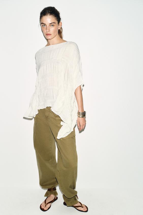 TEXTURED CAPE TOP - White by Zara - Image 0