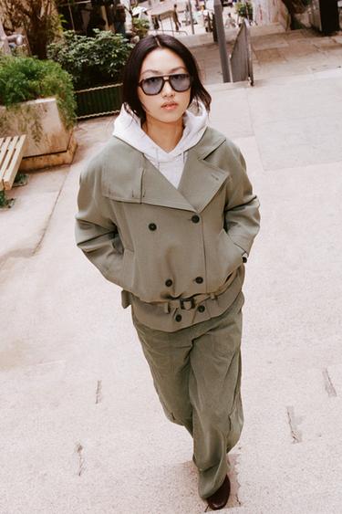 ZW COLLECTION FLOWING JACKET WITH BELT - Mink by Zara