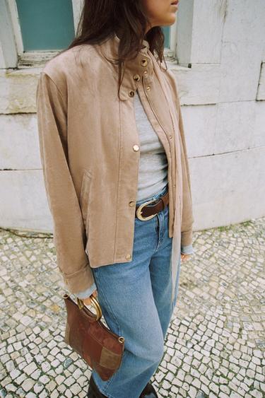 FAUX SUEDE JACKET - camel by Zara
