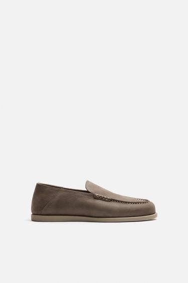 CASUAL LEATHER LOAFERS - Grey by Zara - Image 0