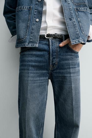 STRAIGHT-LEG JEANS - Mid-blue by Zara