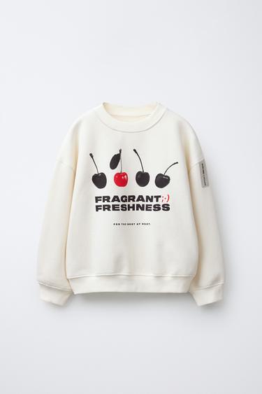 CHERRY AND SLOGAN SWEATSHIRT - Ecru by Zara