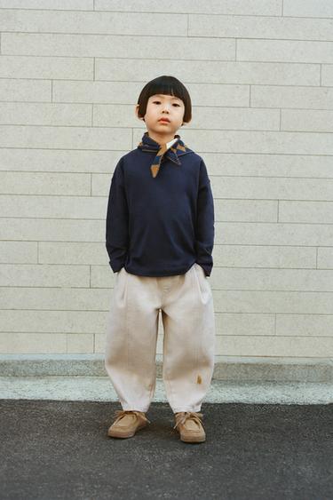 BALLOON TROUSERS WITH PLEATS AND LABELS - Cream by Zara