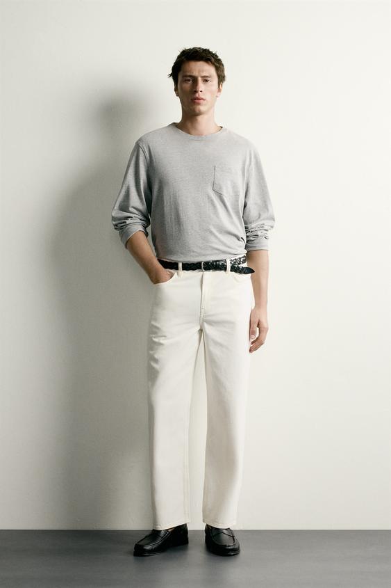 STRAIGHT-LEG JEANS - Oyster-white by Zara - Image 0