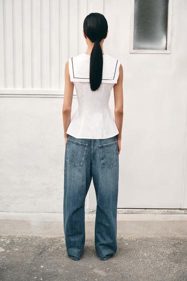 POPLIN TIE TRIM TOP - White by Zara