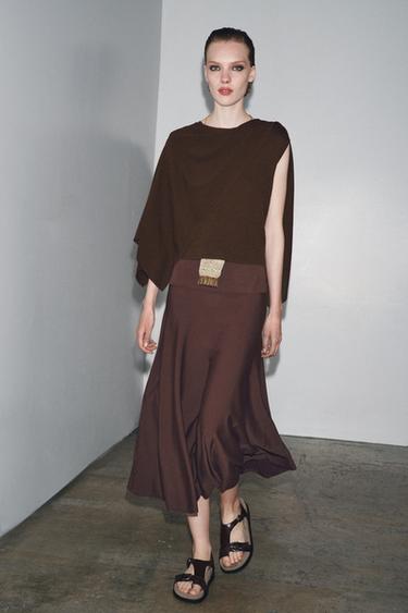 KNIT CAPE TOP - Brown by Zara