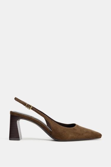 SLINGBACK HEEL SHOES - Chocolate Brown by Zara