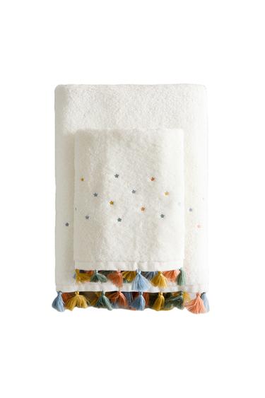 KIDS' TASSEL BATH TOWEL - Oyster-white by Zara