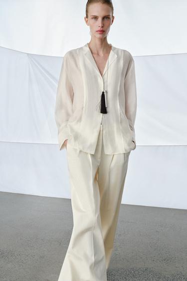 ZW COLLECTION FLOWING SHIRT - Oyster-white by Zara