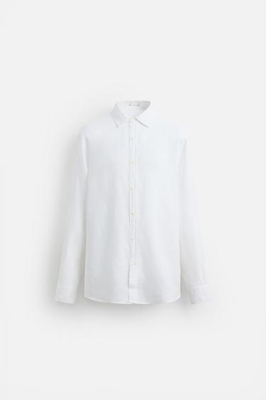 100% LINEN SHIRT - White by Zara