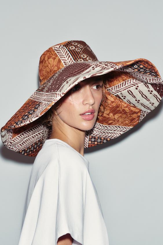 PATCHWORK PRINT HAT - Burnt orange by Zara - Image 0