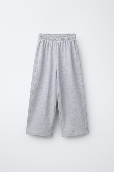 WIDE-LEG INTERLOCK TROUSERS - Grey marl by Zara