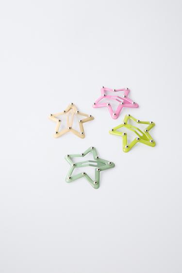 PACK OF FOUR STAR HAIR CLIPS - Fuchsia by Zara