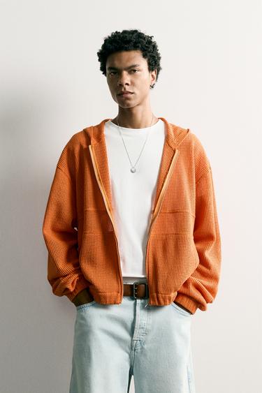 OPEN-KNIT RELAXED FIT OVERSHIRT - Orange by Zara