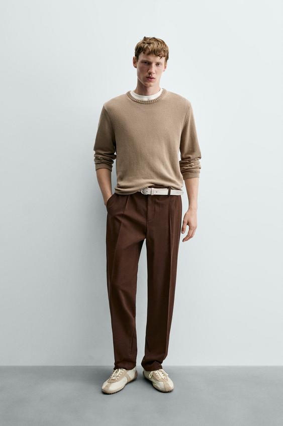 RELAXED FIT COTTON JUMPER - Light brown by Zara - Image 0
