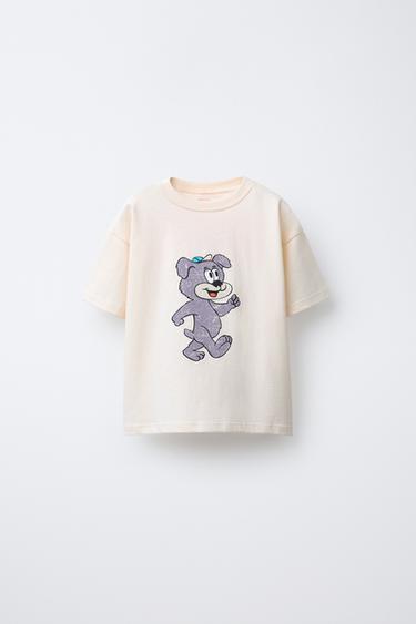 BEAR PRINT T-SHIRT - Ecru by Zara - Image 0