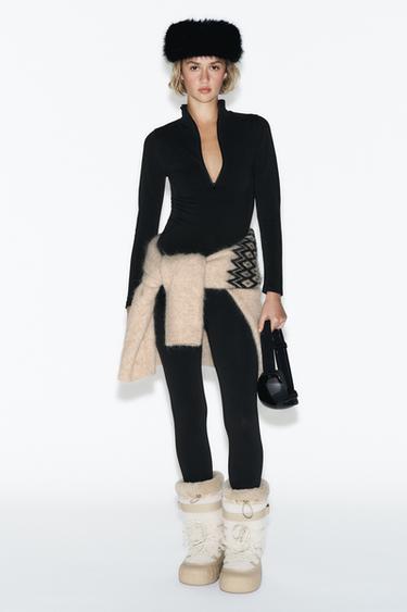 SEAMLESS MERINO WOOL SKI COLLECTION LEGGINGS - Black by Zara