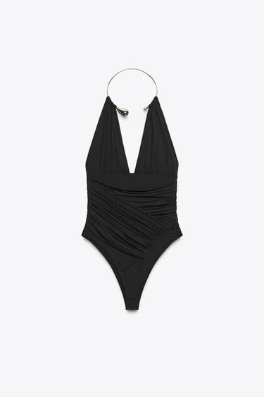 CHOKER POLYAMIDE BODYSUIT - Black by Zara