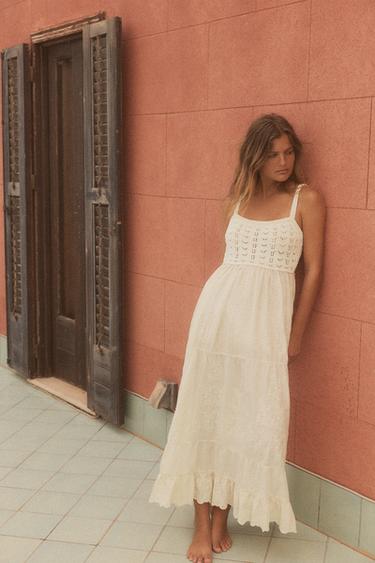 CONTRASTING KNIT DRESS - Ecru by Zara - Image 0