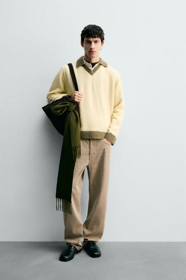 CONTRAST KNIT POLO SHIRT WITH WOOL - Ecru by Zara
