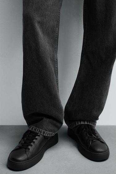 CHUNKY LEATHER TRAINERS - Black by Zara