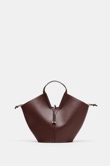 TOTE BASKET BAG - Burgundy Red by Zara