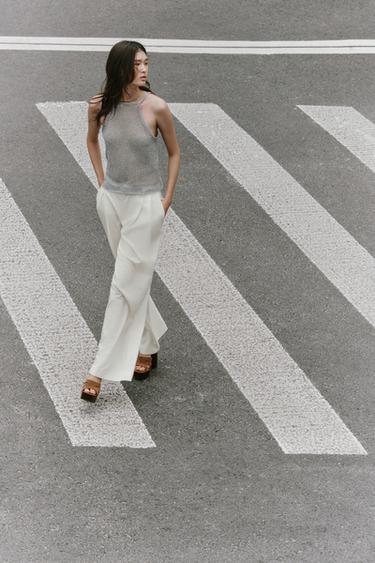 PLEATED TROUSERS WITH FLAPS - Oyster-white by Zara