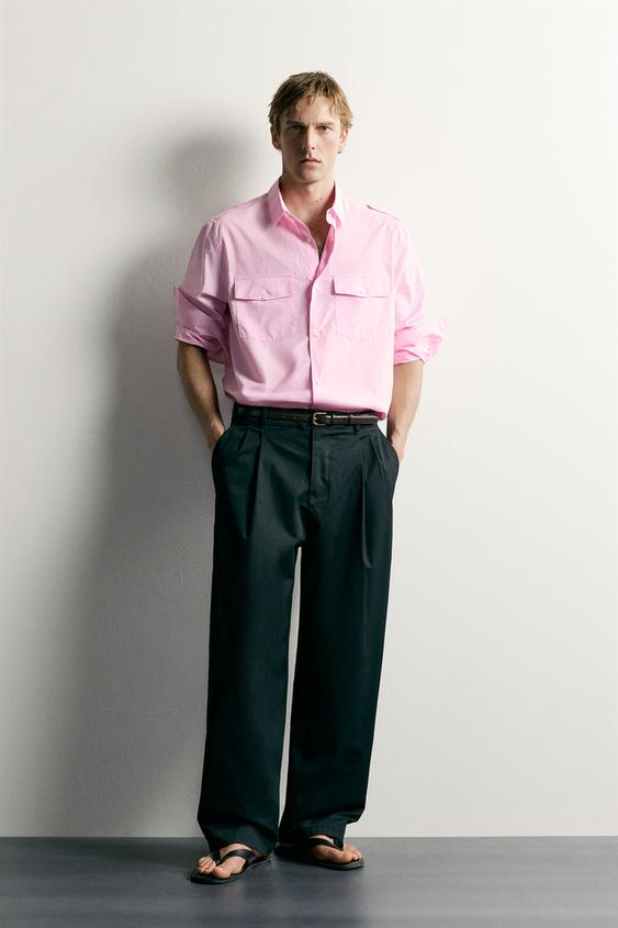 RELAXED FIT SHIRT WITH TABS - Pink by Zara - Image 0
