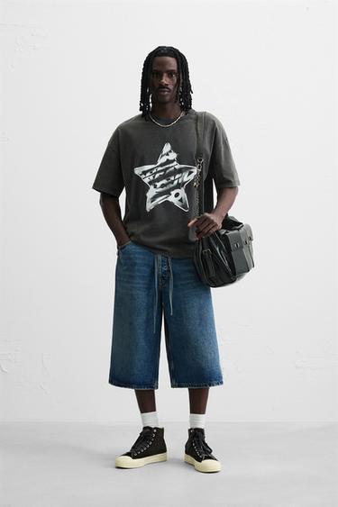 WASHED PRINT T-SHIRT - Dark anthracite by Zara - Image 0