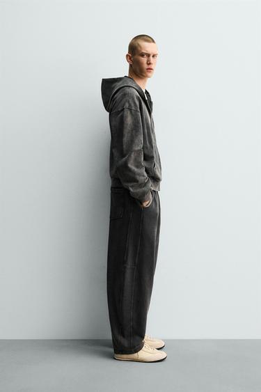WASHED BALLOON FIT JOGGER TROUSERS - Dark anthracite by Zara