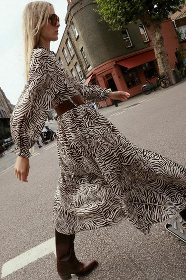 ANIMAL PRINT BELTED DRESS - Zebra by Zara