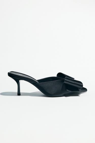 BOW HIGH-HEEL MULES - Black by Zara