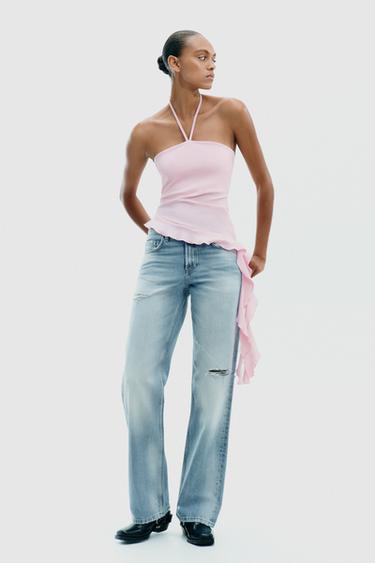 TEXTURED RUFFLE TOP - Pink by Zara