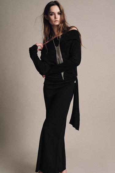 SOFT DRESS WITH BROOCH - Black by Zara