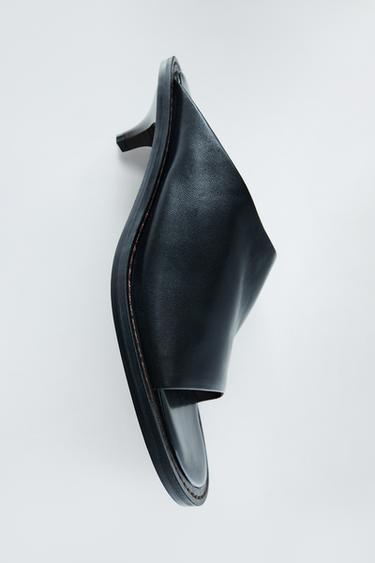 LEATHER MULE SANDALS - Black by Zara