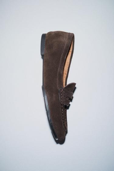 SPLIT SUEDE LOAFERS - Chocolate Brown by Zara