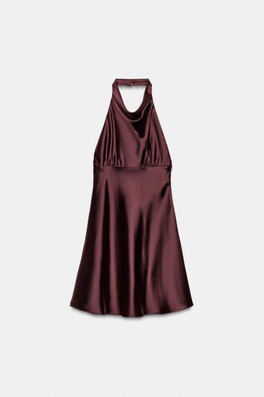 SATIN MINI DRESS - Burgundy by Zara