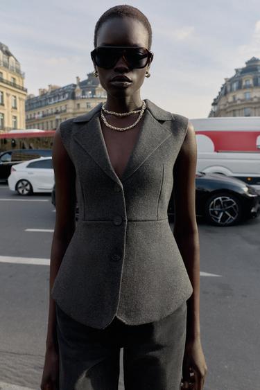 TAILORED KNIT WAISTCOAT - Grey by Zara