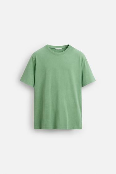 WASHED RELAXED FIT T-SHIRT - washed green by Zara