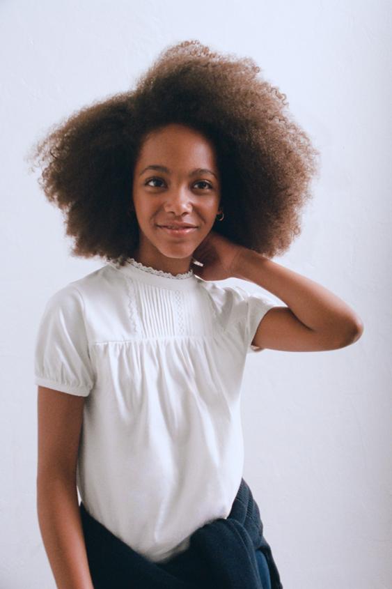ROMANTIC PINTUCK AND LACE T-SHIRT - White by Zara - Image 0