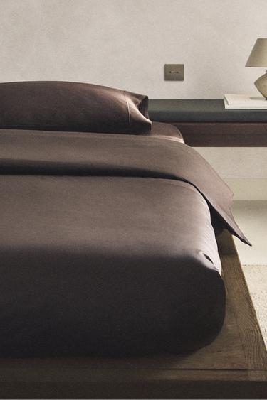 SATEEN DUVET COVER (300 THREAD COUNT) - Brown by Zara