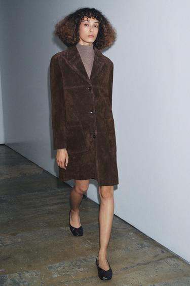 100% SUEDE LEATHER COAT ZW COLLECTION LIMITED EDITION - Dark brown by Zara
