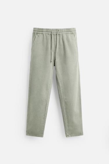 COTTON - LINEN TROUSERS - Light khaki by Zara