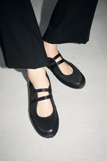 TWO-TONE DOUBLE STRAP BALLERINAS - Black by Zara