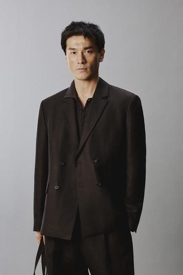 LIMITED EDITION 100% LINEN SUIT BLAZER - Brown by Zara