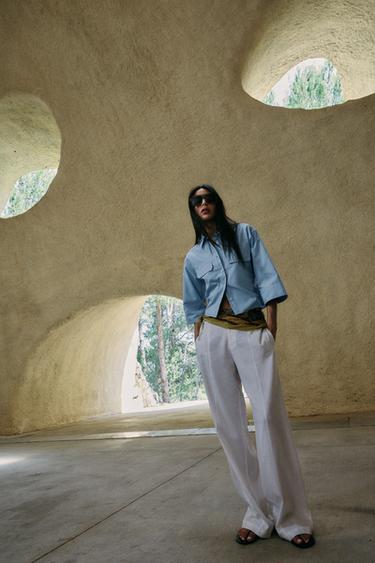 SHORT OXFORD SHIRT - Light blue by Zara