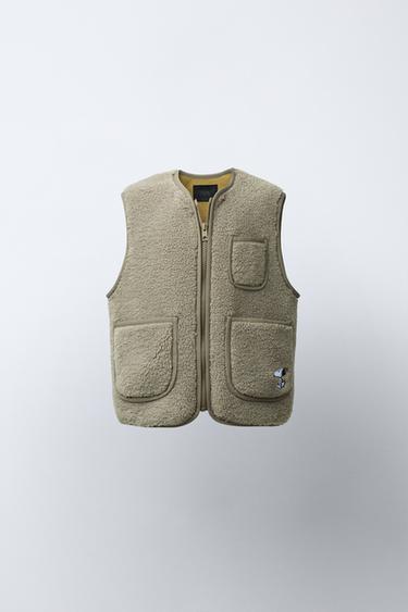 SNOOPY PEANUTS™ FAUX SHEARLING GILET - Light beige by Zara - Image 0