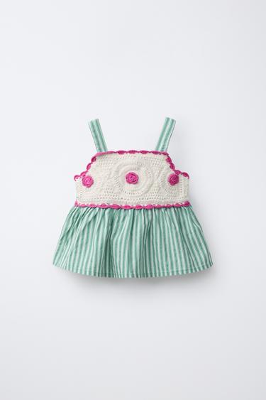 KNIT CROCHET TOP - Green by Zara