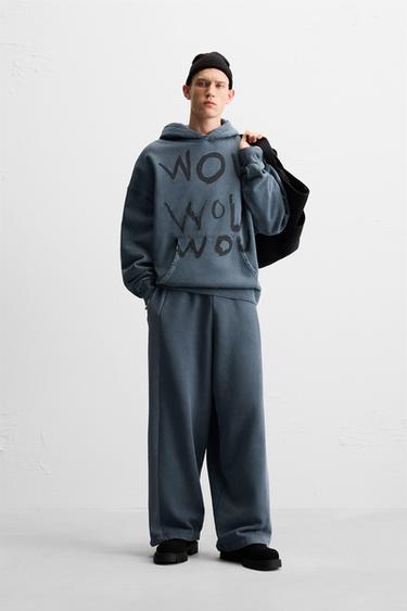 PRINTED TEXT HOODIE - Blue by Zara - Image 0