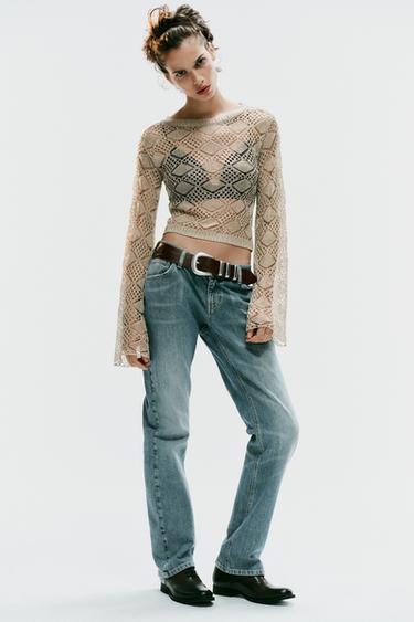POINTELLE KNIT JUMPER WITH FLARED SLEEVES - Golden by Zara